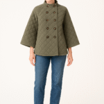 מעיל קווילט בצבע אפרפר מעושן-דגם תלתן