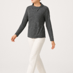 חולצה אפורה עם צווארון א-סימטרי -דגם דבורנית