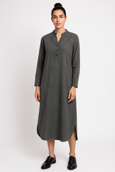 גלביה אפורה ארוכה-דגם פיטנגו