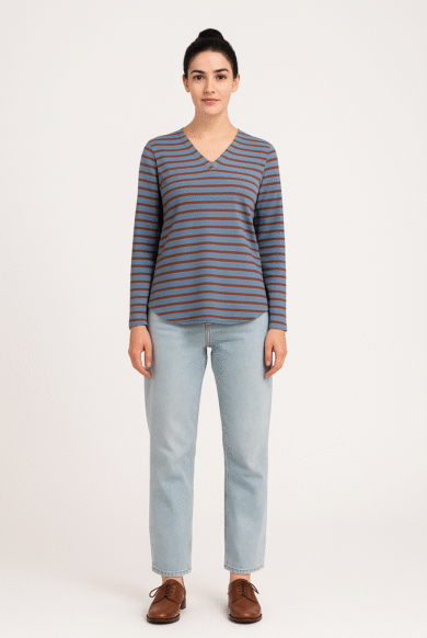 טי כותנה פסי חלודה-דגם לילי