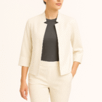 ז'קט פתוח בצבע לבן-דגם ציפורן