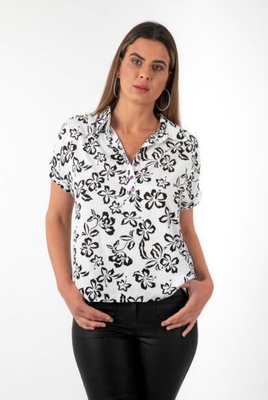 חולצה קצרה עם הדפס פרחים-דגם לבה