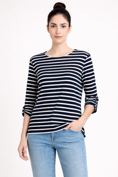 חולצה רחבה פסים שחור לבן-דגם אבקנים
